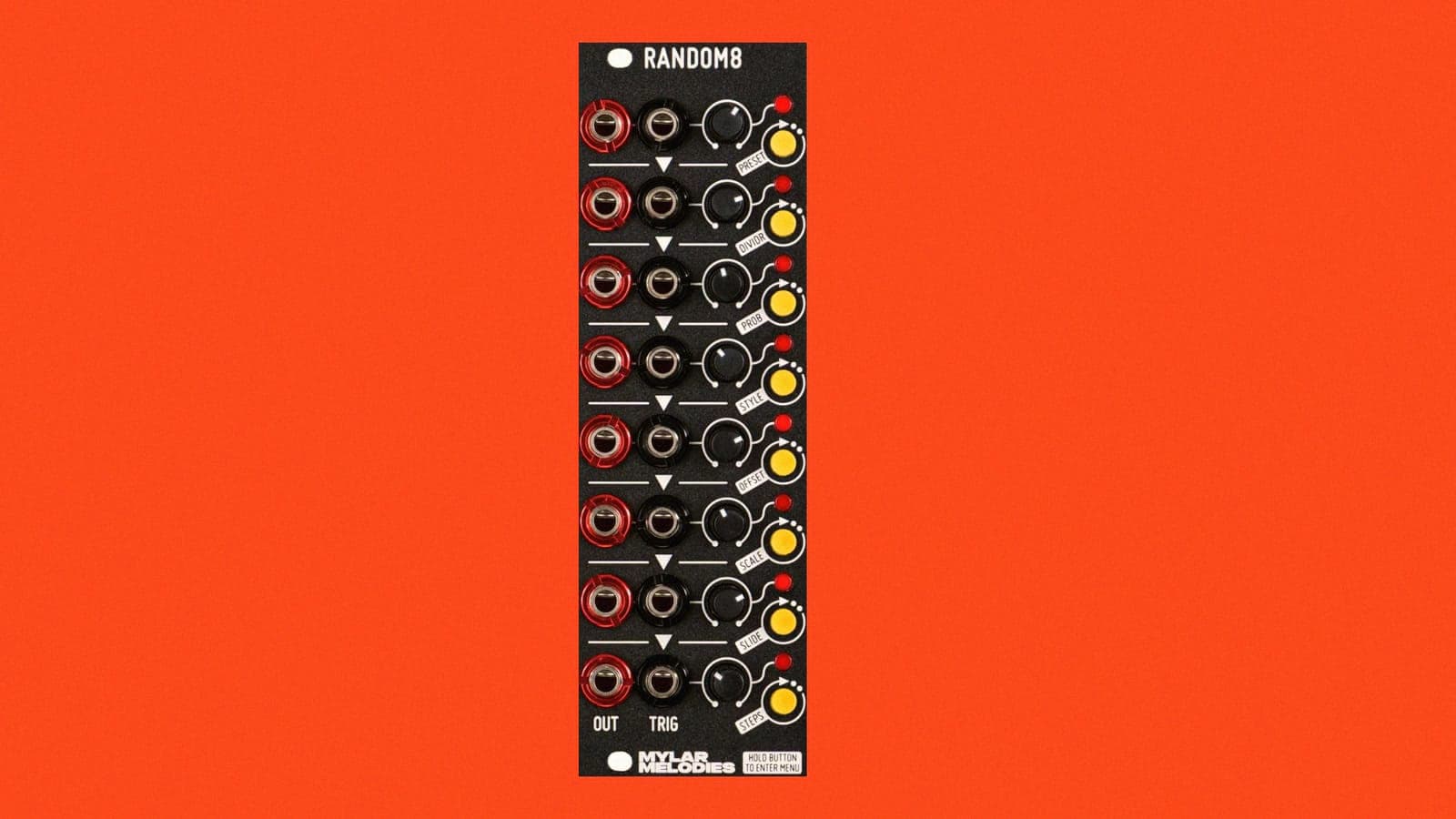 Befaco's RANDOM8 ships eight channels of random voltage as hardware and as a free VCV twin